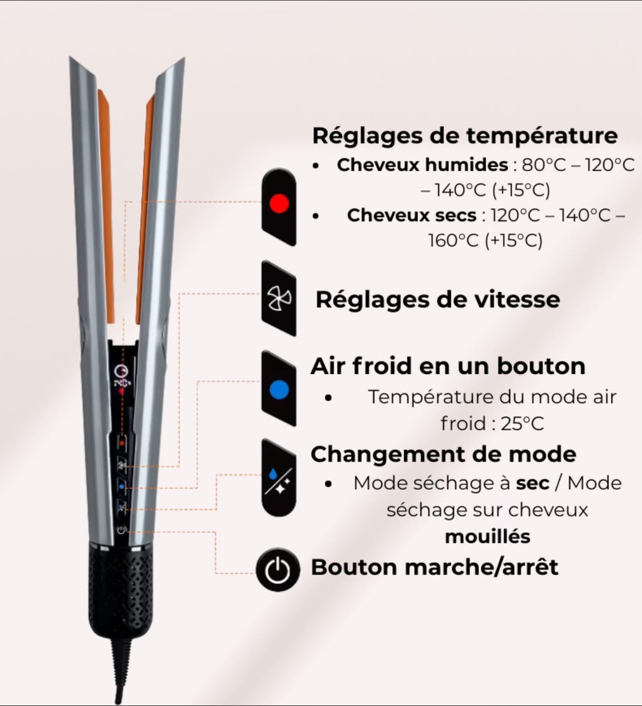 Skinovaa Airstraight – Lisseur Séchant à air sans plaques chauffantes – Nickel/Cuivré – Image 8