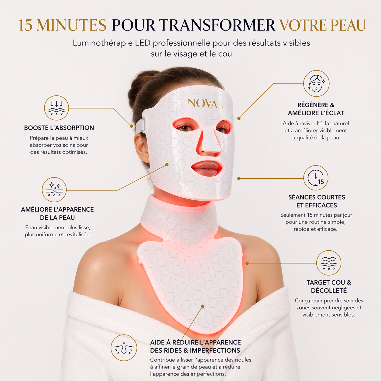 Masque LED Luminothérapie Skinovaa Pro – Visage & Cou – Image 12