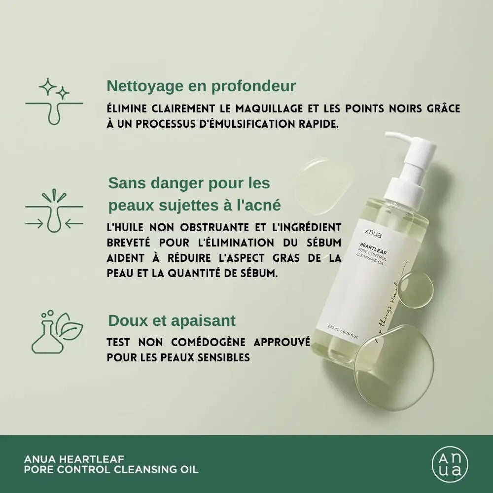 Anua- Heartleaf Pore Control Cleansing Oil - Huile nettoyante démaquillante – Image 4