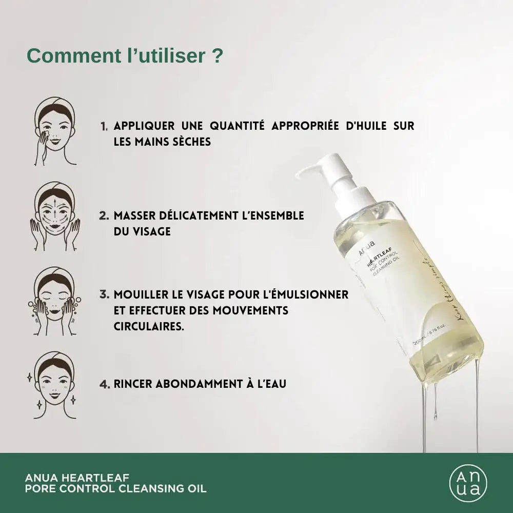 Anua- Heartleaf Pore Control Cleansing Oil - Huile nettoyante démaquillante – Image 5