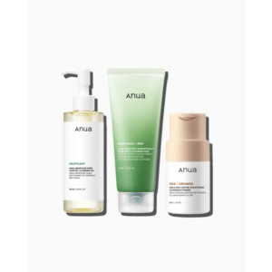 Anua Hero Cleansing Trio Set : Huile + Mousse + Poudre – 200 + 150 + 40 g