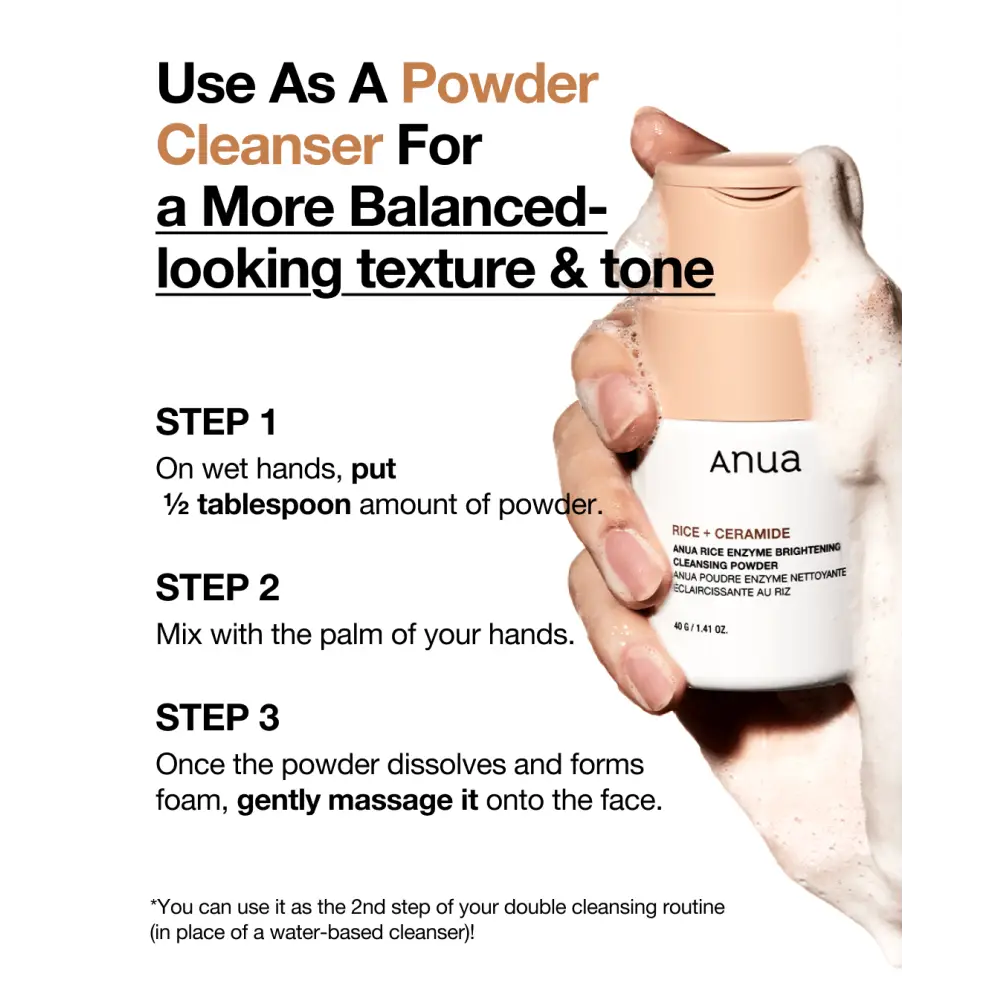Anua Poudre Nettoyante Rice Enzyme : Riz + Céramide – 40 g – Image 4