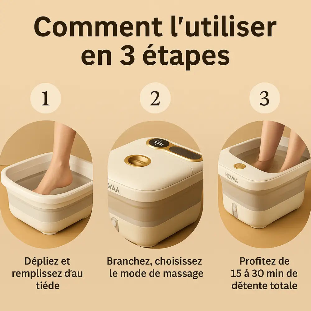 Bain de Pieds Chauffant | Massage Bulles & Pédicure Intégrée – Skinovaa SpaFold – Image 10