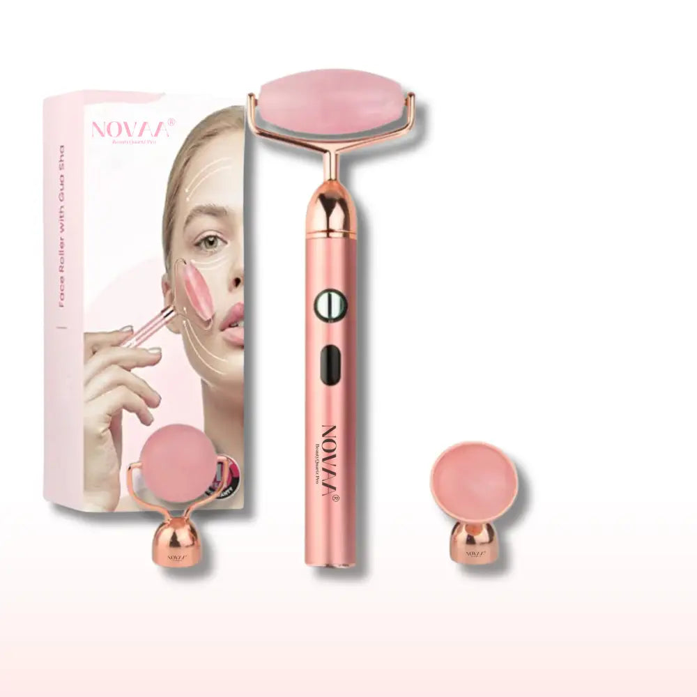 Rouleau Vibrant Quartz Rose 3 en 1 – Rajeunissement et Fermeté de la Peau | Skinovaa BeautyQuartz Pro